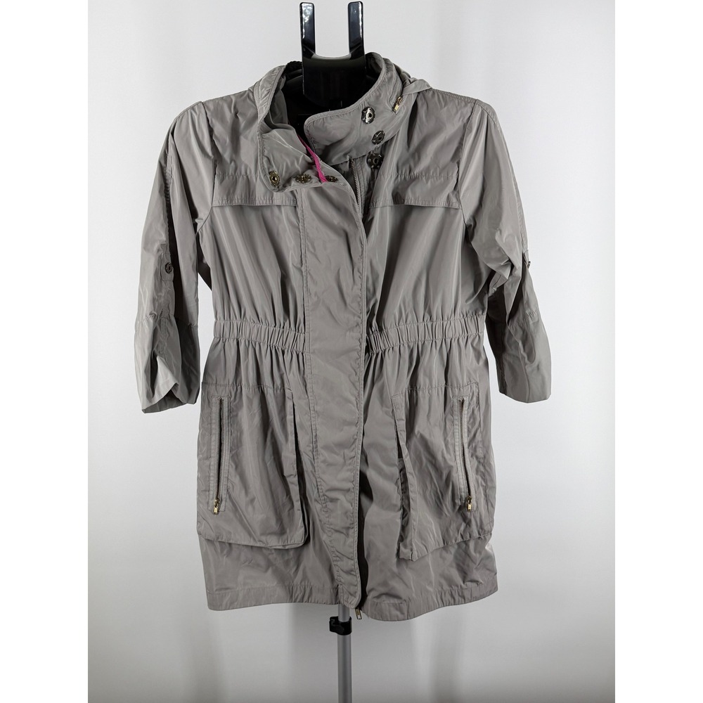 A Pea in the Pod Maternity Anorak Jacket Grey Pink Trim Size M Utility Parka